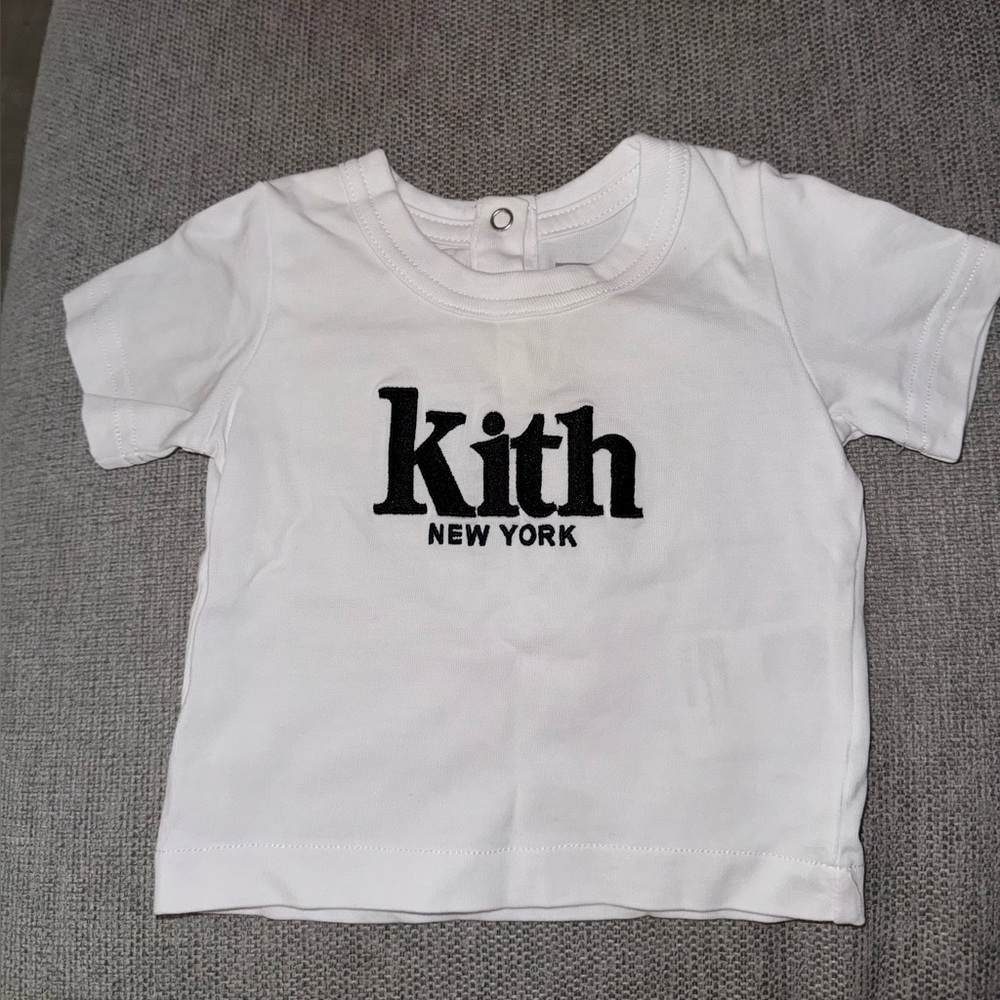Kith Kids White and Black Logo Tee